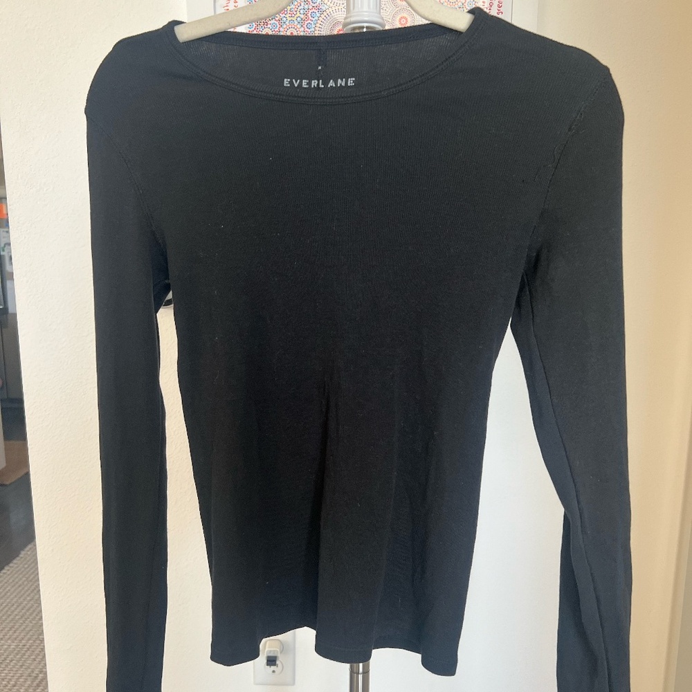 Everyone Black Knit Long-Sleeve Top, Size M
